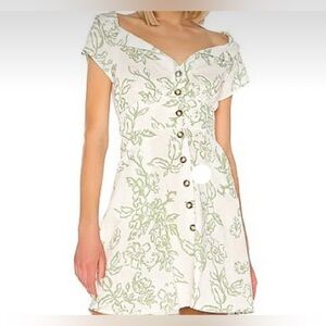 FREE PEOPLE A Thing Called Love Mini Dress Linen Blend Size 6